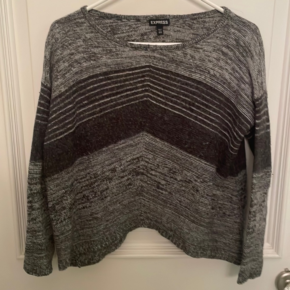 Express XS Gray Striped Wool Blend Sweater